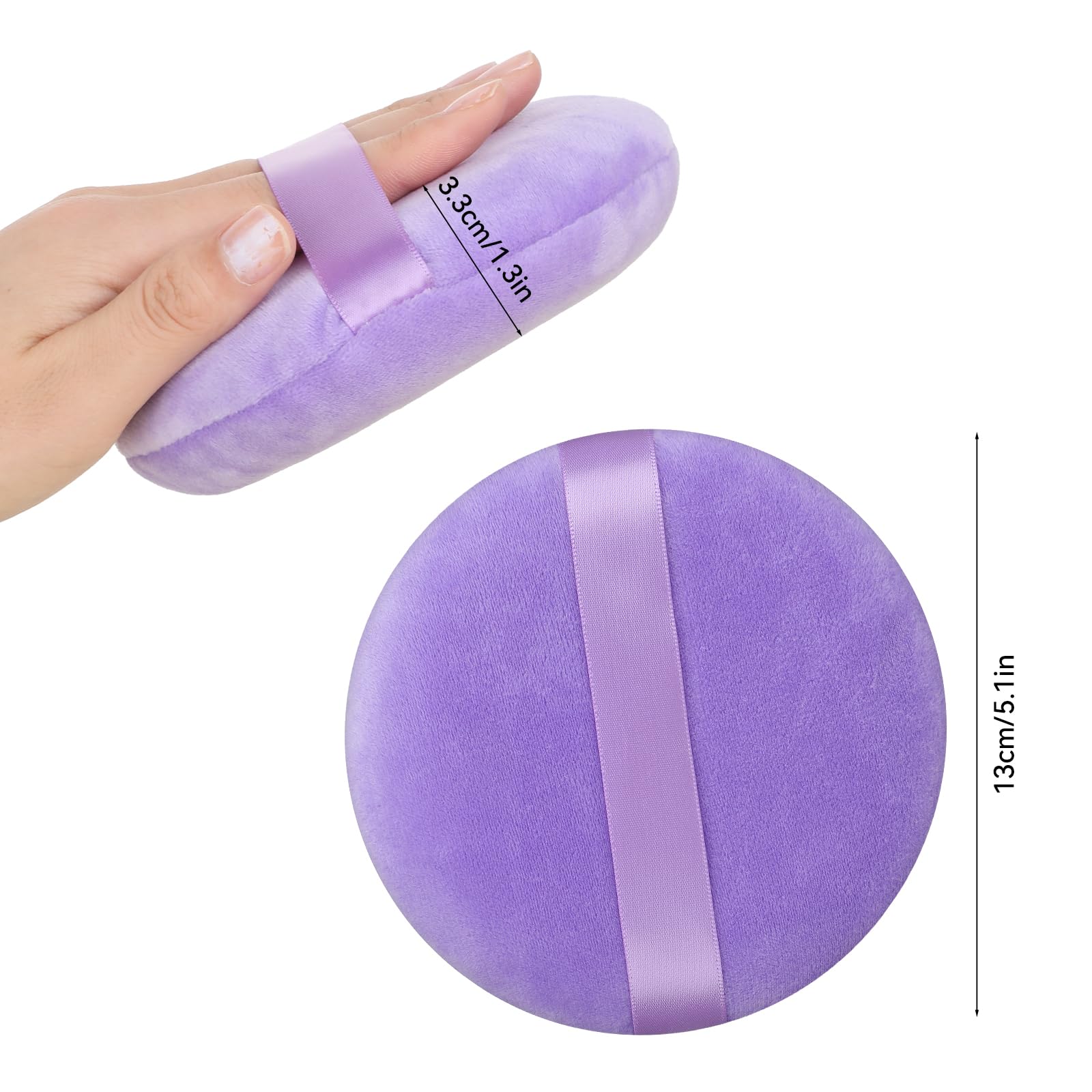 Large Size Powder Puff, 5 Inches Ultra Soft Velour Setting Powder Puffs Washable Round Makeup Sponge Applicator For Face Cleanin