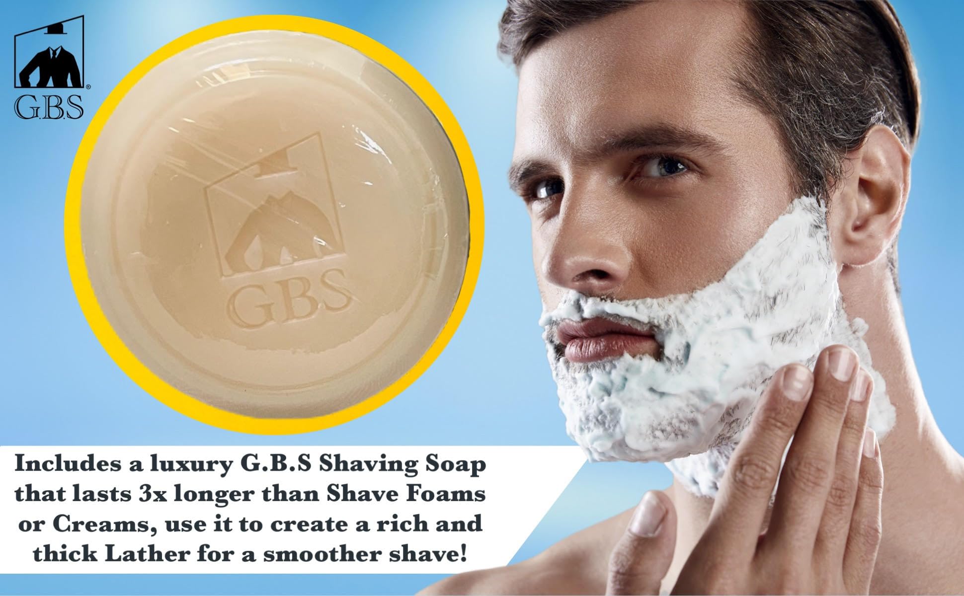 G.B.S 97% All Natural Shave Soap Set For Men, Ocean Driftwood Limited Edition Shaving Soap