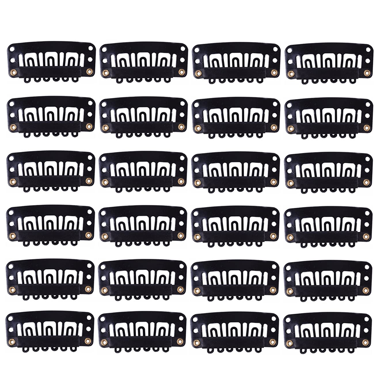 Yantaisiyu 24 Pcs/Lot 32Mm 6-Teeth Clips With Rubber U-Shape Snap Clips Metal Wig Hair Extension Clips For Hair Extension Hairpi