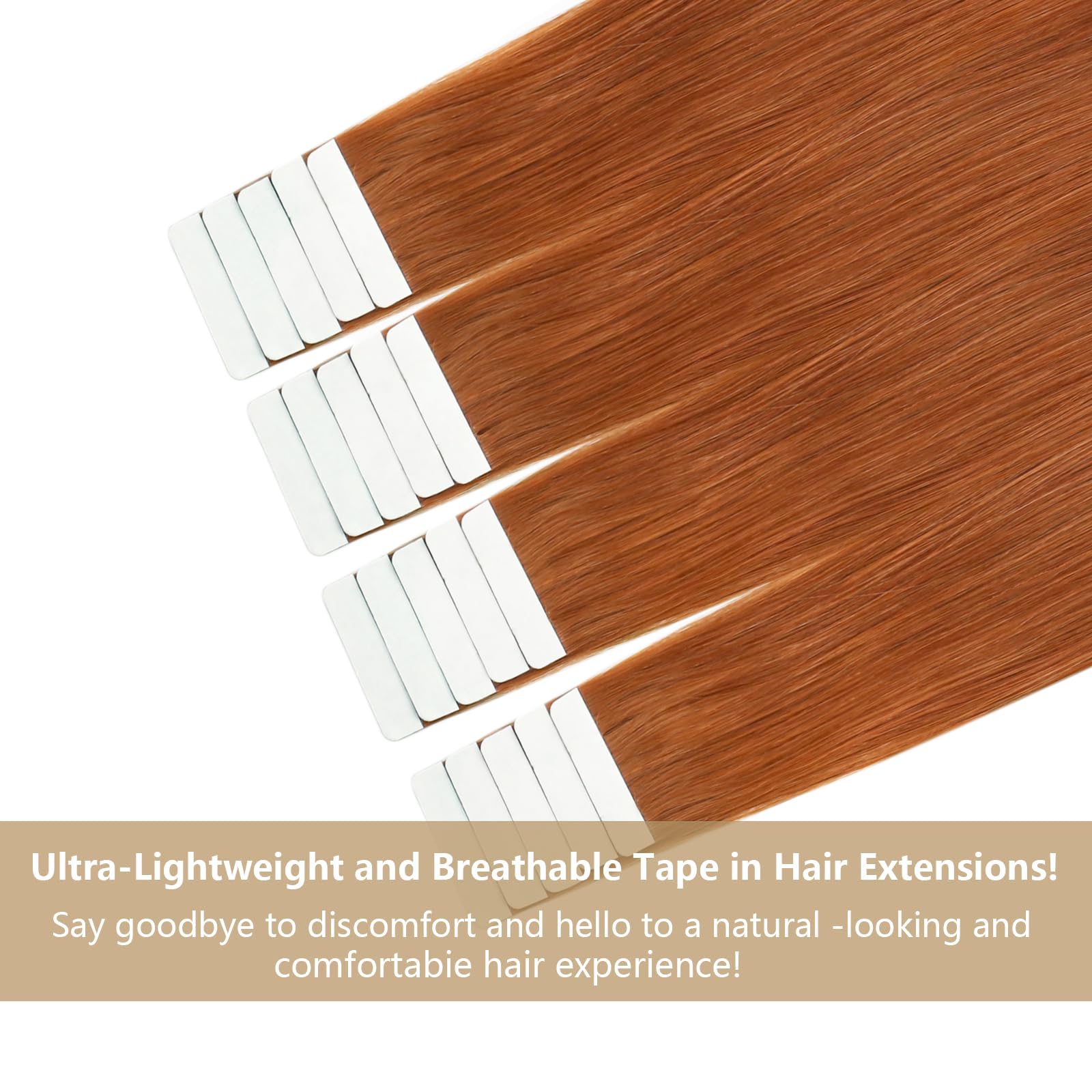 Ve Sunny Tape In Human Hair Extensions Copper Real Hair Extensions Tape Ins Pu Tape On Natural Hair Extensions Copper 50G 20Pcs