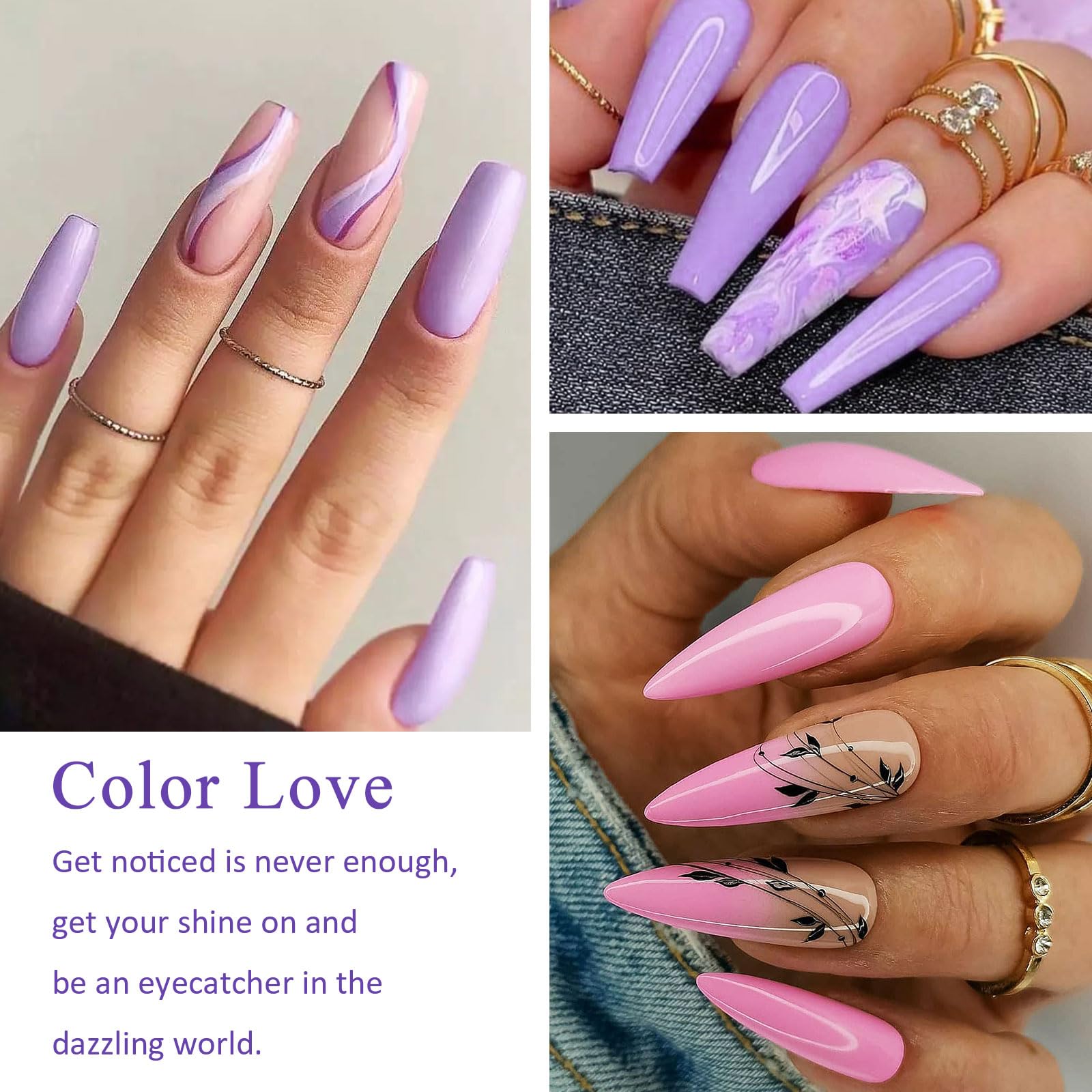 Meet Across Purple Gel Nail Polish Set, 8 Colors Purple Pastel Pink Lavender Gel Polish Soak Off Grape Lilac Violet Gel Nail Art