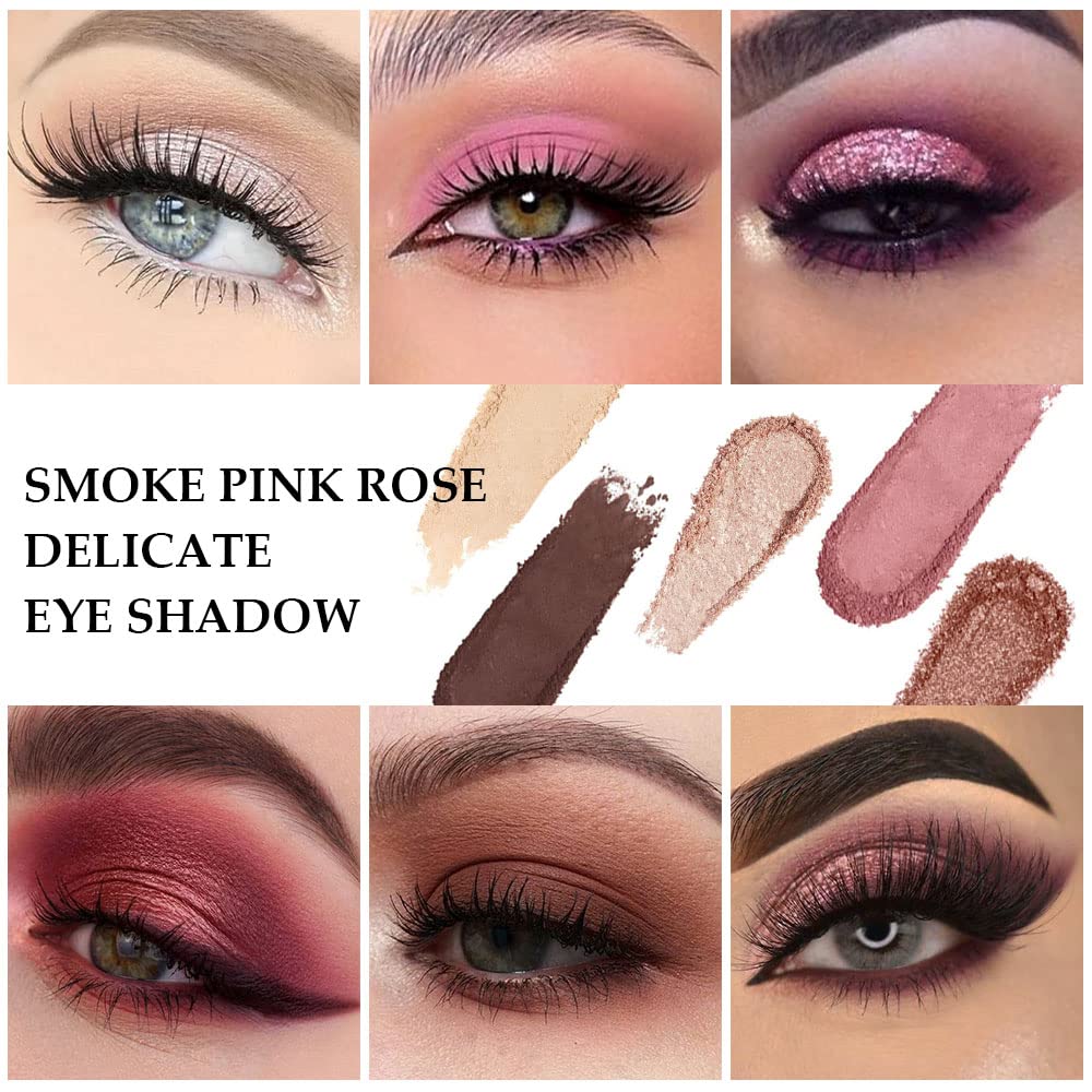 Amy'S Diary Pink Eye Shadow Palettes,9 Colors Pink Rose Shimmer Matte High Pigmented Glitter Pallete Eyeshadow Makeup Colorful L