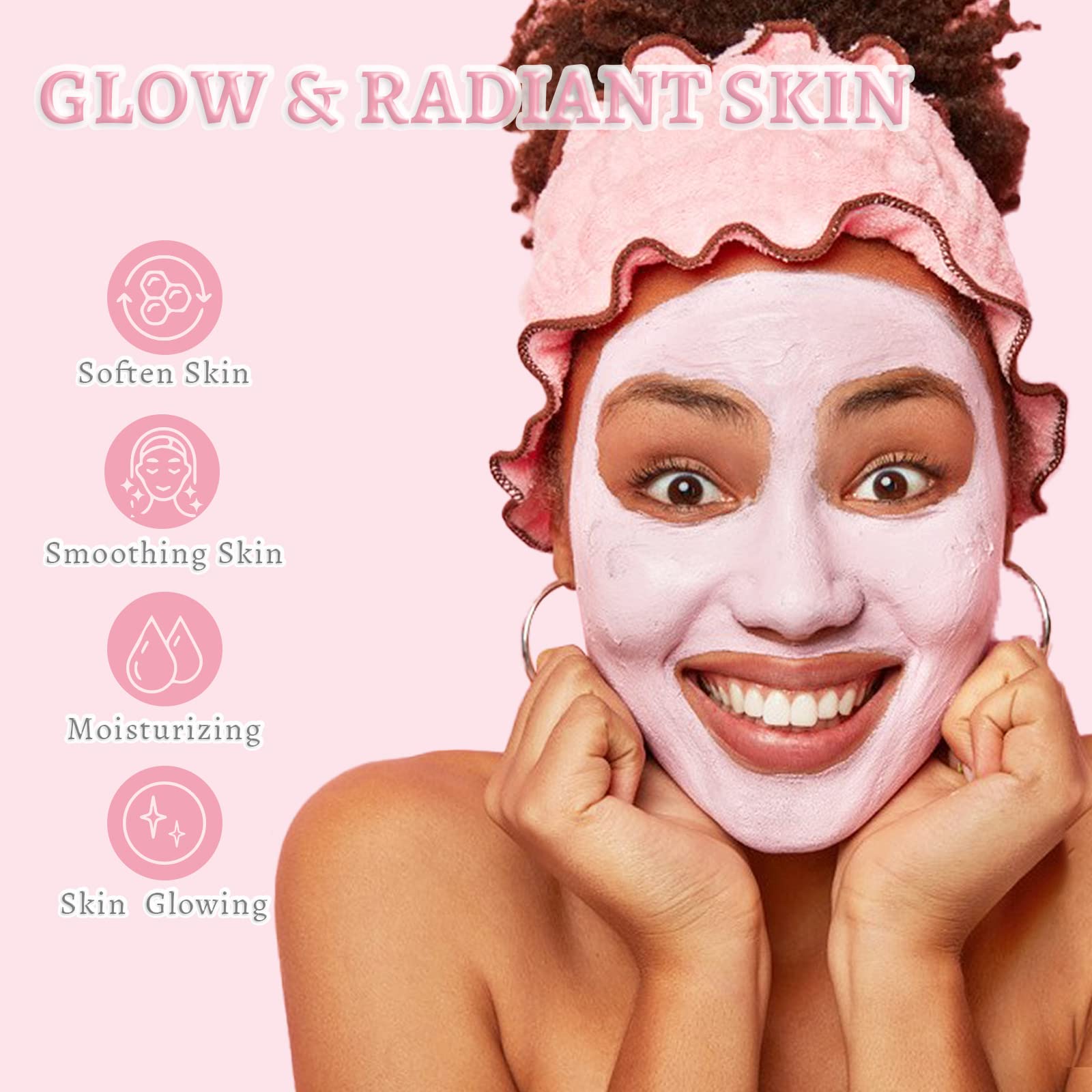 ANAI RUI Rose Clay Facial Mask, with Kaolin Pink Clay, Niacinamide, Collagen, Hyaluronic Acid Moisturizing. Pores Minimizers, Bl
