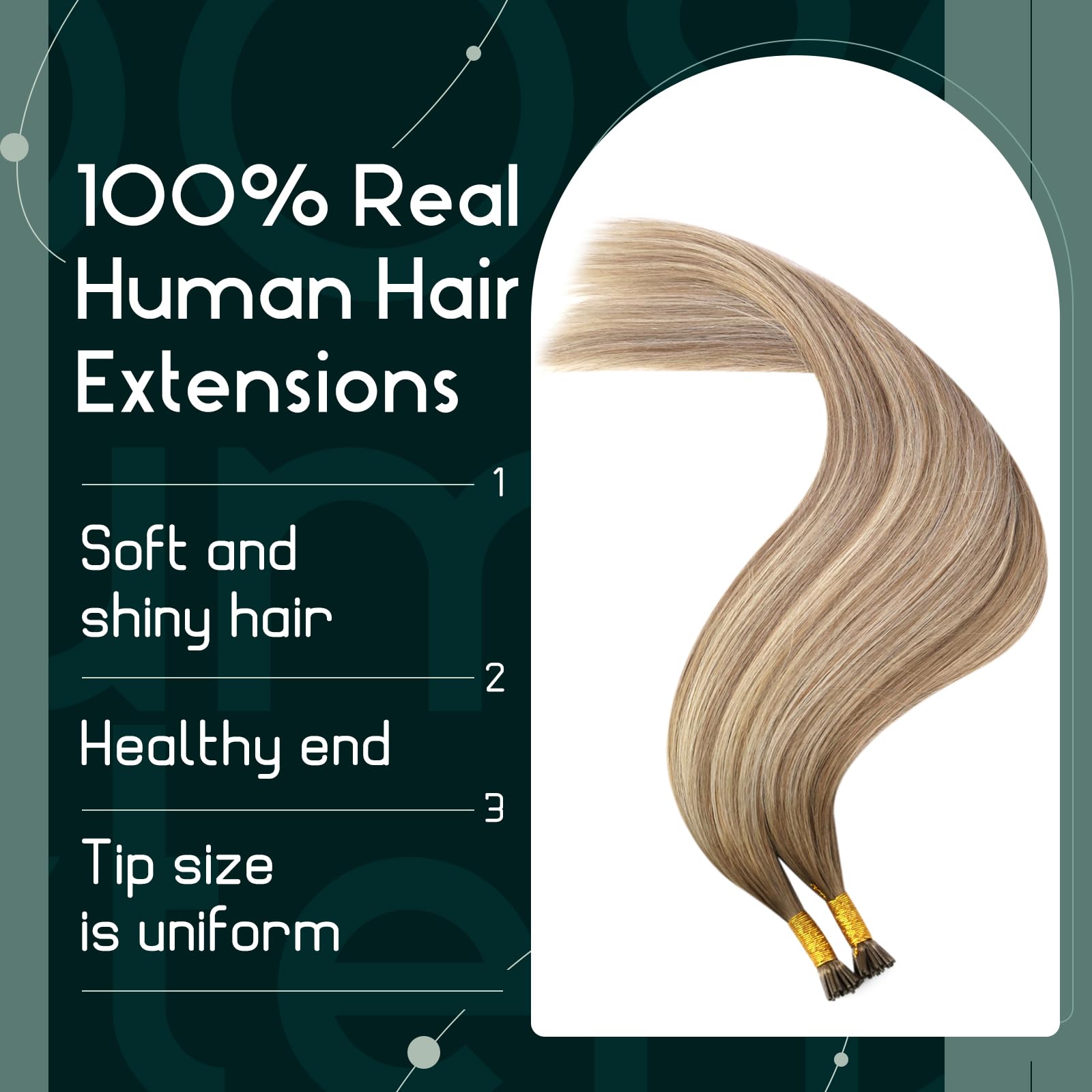 Ugeat 22 Inch I Tip Hair Extensions Real Human Hair Balayage Light Brown With Platinum Blonde Ombre Itip Hair Extensions Human H