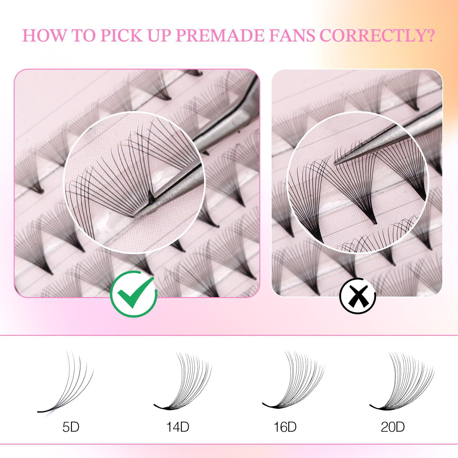 Emeda 320 Fans Bulk Premade Lash Fans 12D 14D 16D 18D 20D Pointy Base Premade Fans Eyelash Extensions Stable D Curl Pre Fanned V