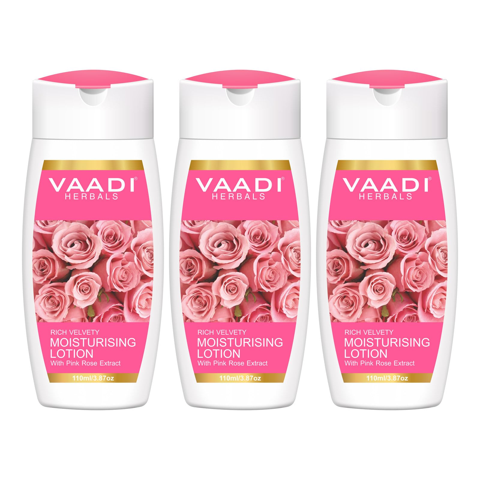 Vaadi Herbals Value Moisturising Lotion With Pink Rose Extract, 3 X 110Ml