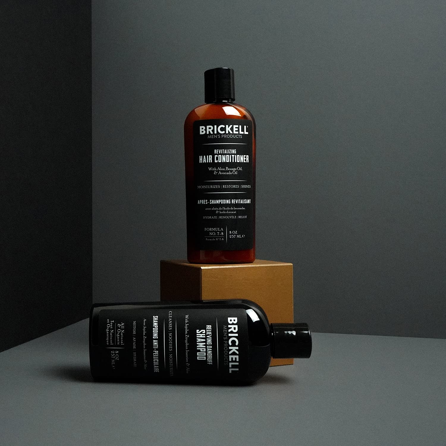 Brickell Mens Daily Relieving Hair Care Routine, Dandruff Shampoo and Conditioner Set For Men, All Natural and Organic, Scented