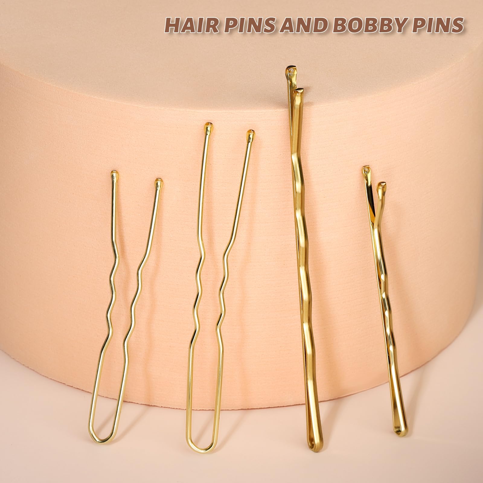 Teenitor 300pcs Blonde Bobby Pins Hair Pins 100 Bobby Pins Blonde Hair,100 Hair Pins for Women 100 Hair Bands Kit, Blonde Bobby