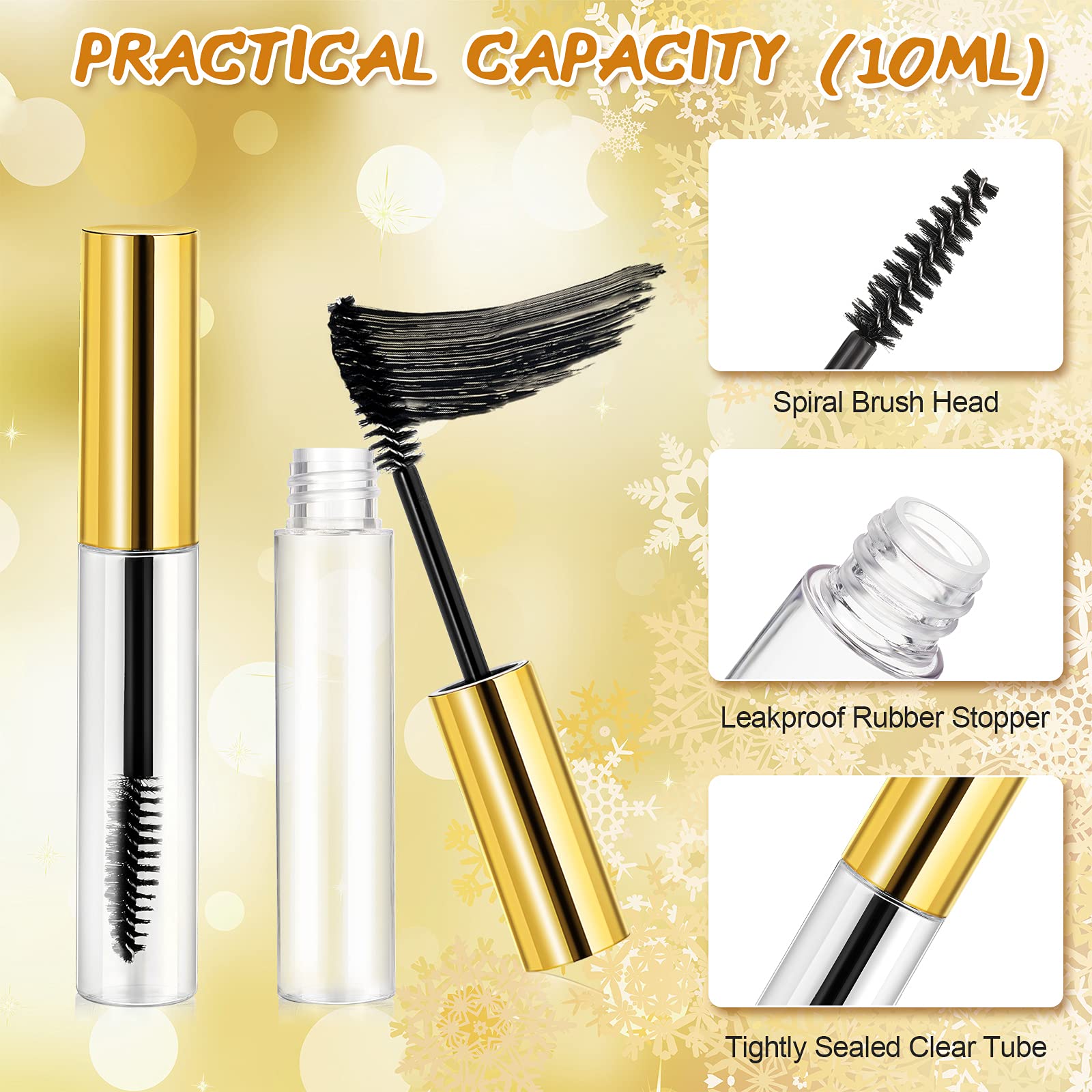 40 Pieces 10 Ml Empty Mascara Tubes Eyelash Wand Refillable Clear Bottles Eyelash Cream Container Bottle With 4 Pieces Transpare