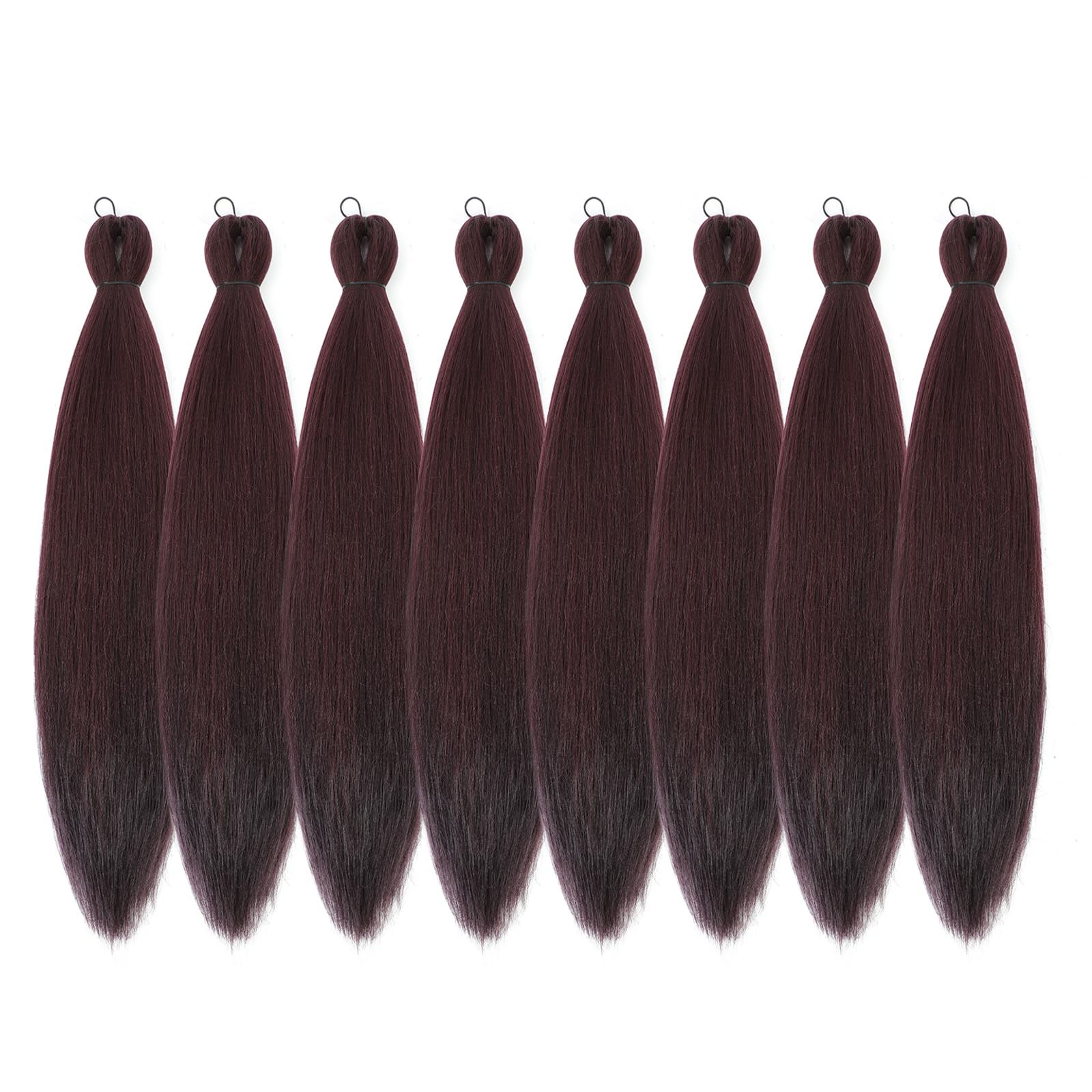 Difunee Pre-Stretched Braiding Hair - 16 Inch 8 Packs Burgundy Short Braiding Hair For Twist Or Box Braids, Yaki Texture Hot Wat