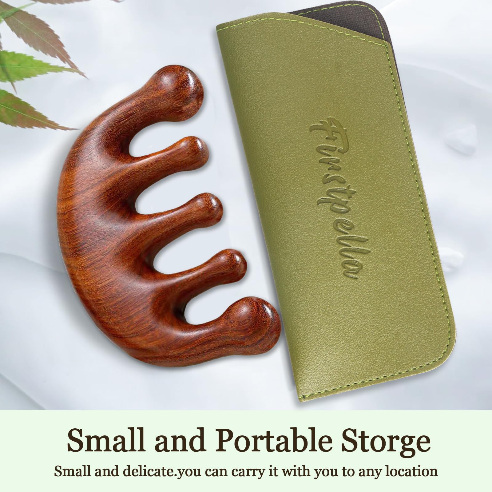 FIRSTPELLA Wooden Scalp Massage Comb Set - Head Scalp Comb,Natural Green Sandalwood Hair Combs,Wooden Wide Tooth Comb for Women