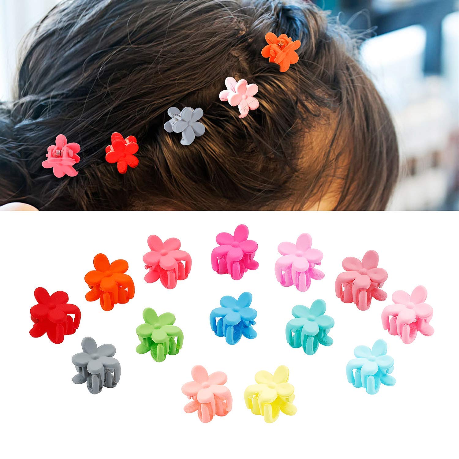 50 Pcs Colorful Mini Hair Claw Small Clips Clamps Accessories For Girls Baby Toddler Decorative Bun Tiny Hair Clips, Assorted Co