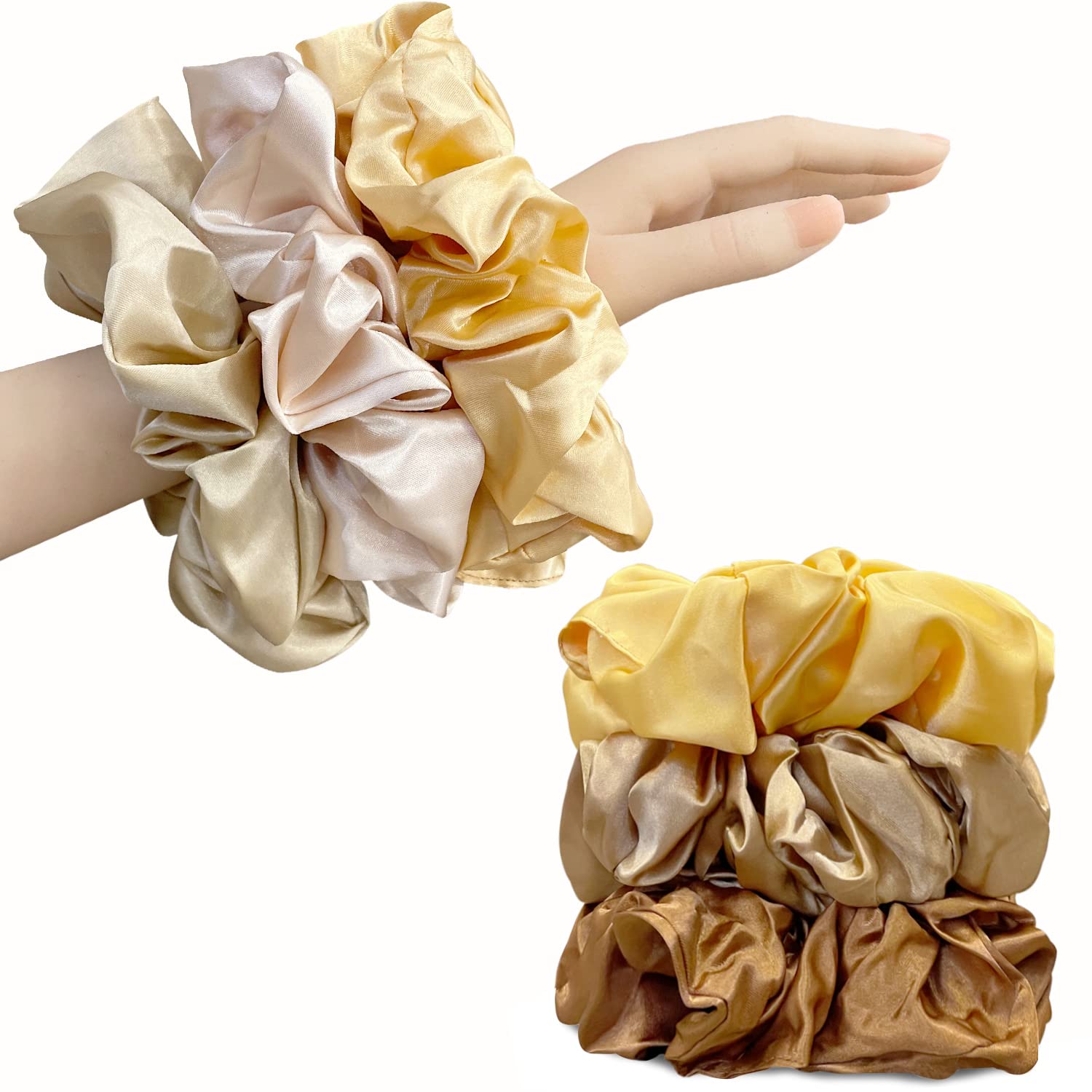 YANRONG 16CM/6.3 Inch Oversize Hair Scrunchies For Women Silk Satin Scrunchy Hair Ties Elastic Ponytail Holder For Lady Fashion 