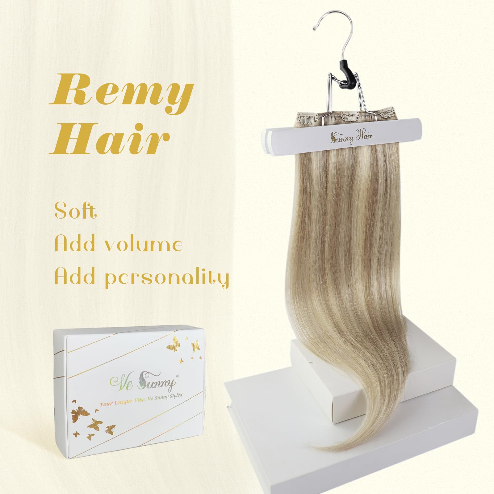Ve Sunny Clip On Hair Extensions Human Hair Highlights Blonde Clip In Human Hair Extensions Golden Blonde Highlight Light Blonde