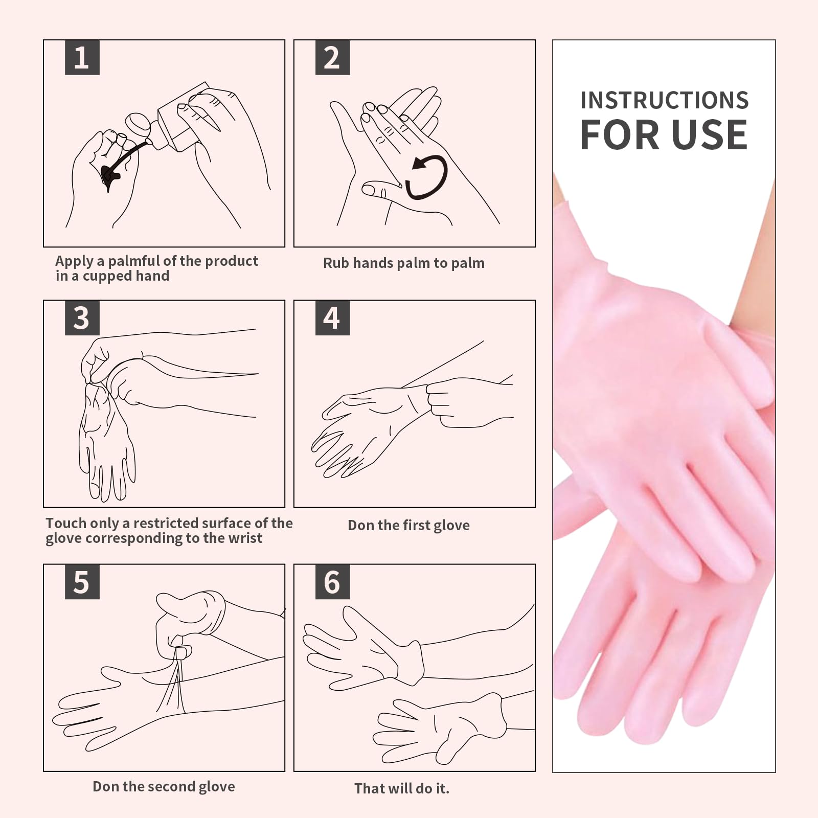 Moyretty Silicone Moisturizing Gloves 2 Pairs, Flexible & Durable, Ideal For Dry Hands, Home Spa Experience - Pink & Beige