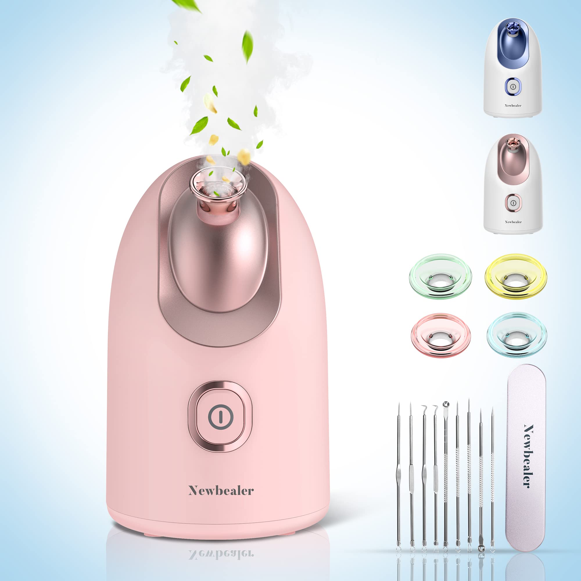 Newbealer Mini Aroma Face Steamer, 160ml Nano Ionic Hot Mist Facial Humidifier Atomizer, Home Sauna Spa Sprayer Moisturizing Cle