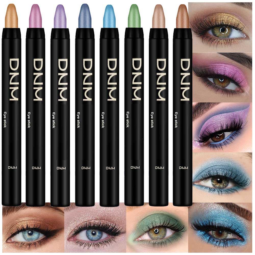 Amy'S Diary Eyeshadow Pencil Cream Stick 8 Pcs Set, Eye Eyeshadow Waterproof Pearl White Black Grey Silver Shimmer Metallic Eyes
