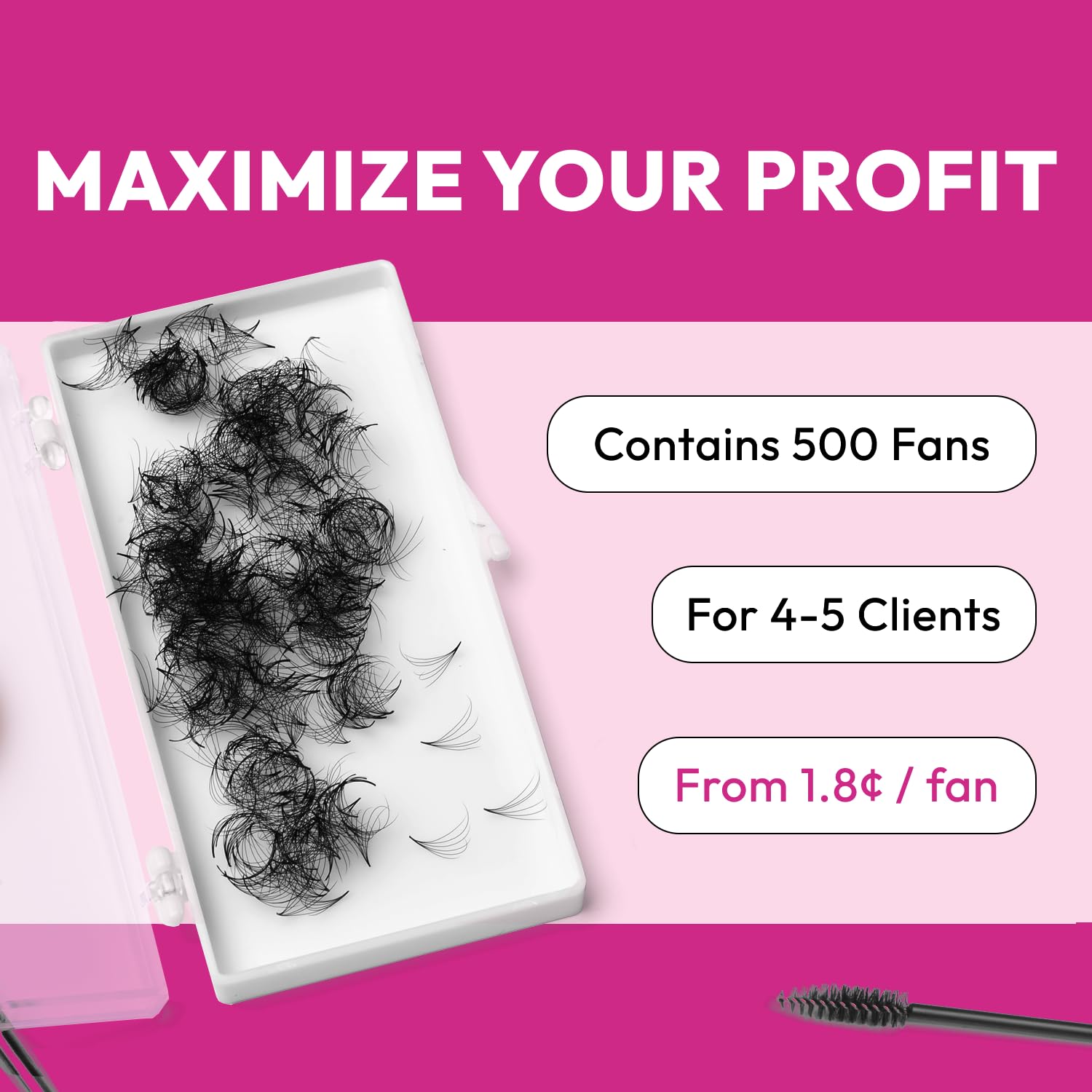 Eyesy Lash 500 Promade Fans - 5D 0.07 Size 14mm Curl CC - Volume Premade Lash Fans for Eyelash Extensions Middle Stem Handmade L