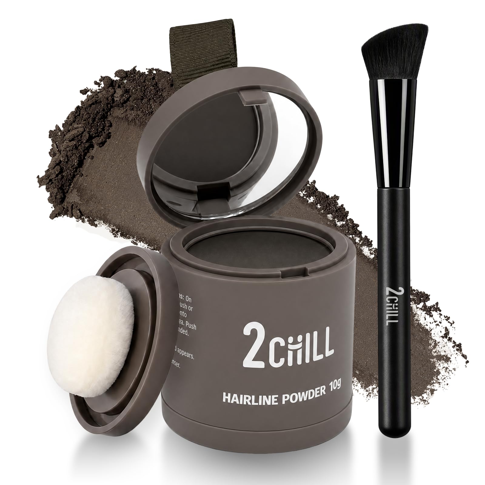 2CHILL Hair Powder, Includes Brush, 10g (Dark Brown)
