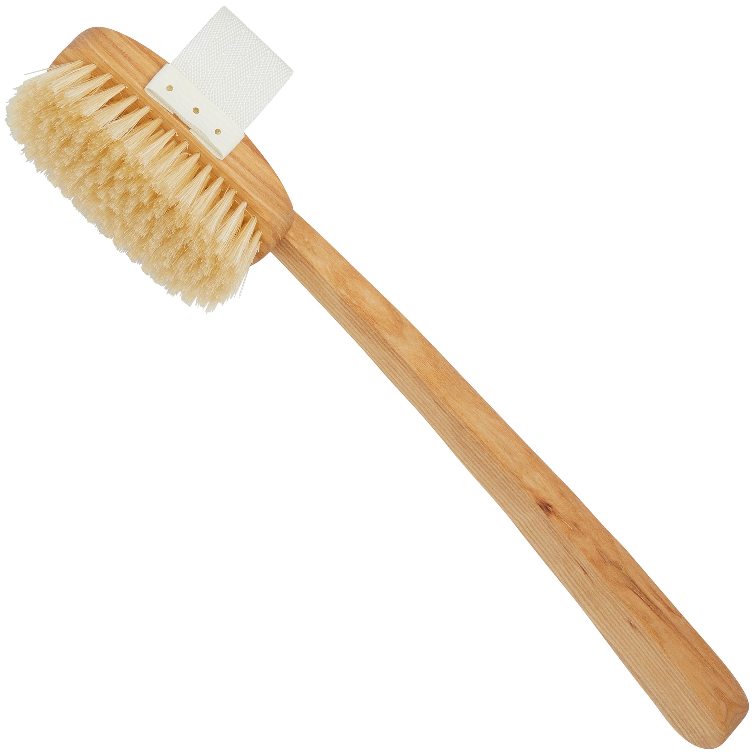 Kent Fd3 Luxury Beechwood Body Scrubbing Exfoliating Bath/Shower Brush With 100% Pure White Bristle. Long Handle With Detachable