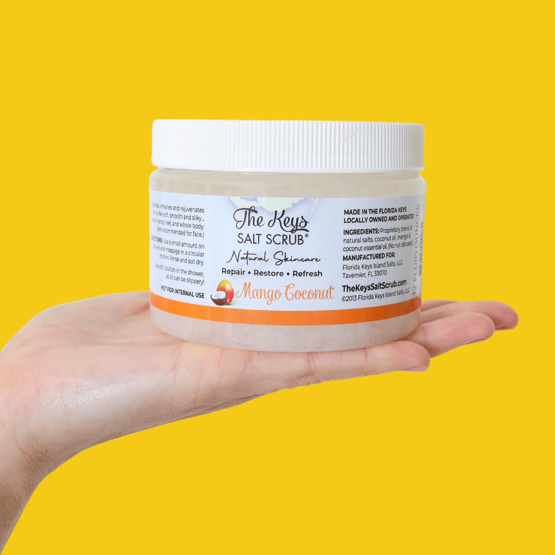 The Keys Salt Scrub Premium Exfoliating Sea Salt Body Skin Scrubs - Made With Pure Florida Sea Salt And Organic Coconut Oil + Wo