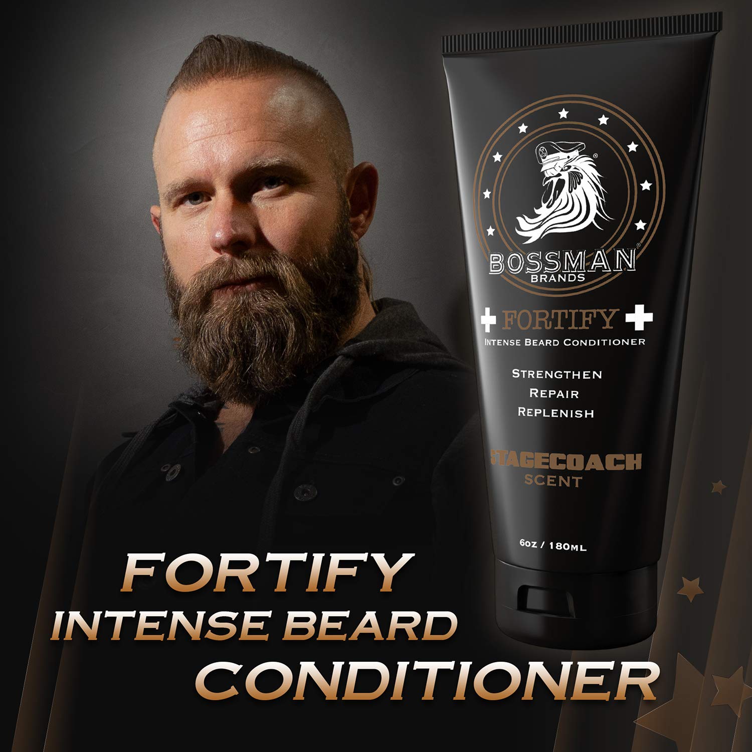 Bossman Fortify Intense Conditioner - Moisturize Replenish And Protect Your Beard - Thicker Formula - Natural Ingredients - Made