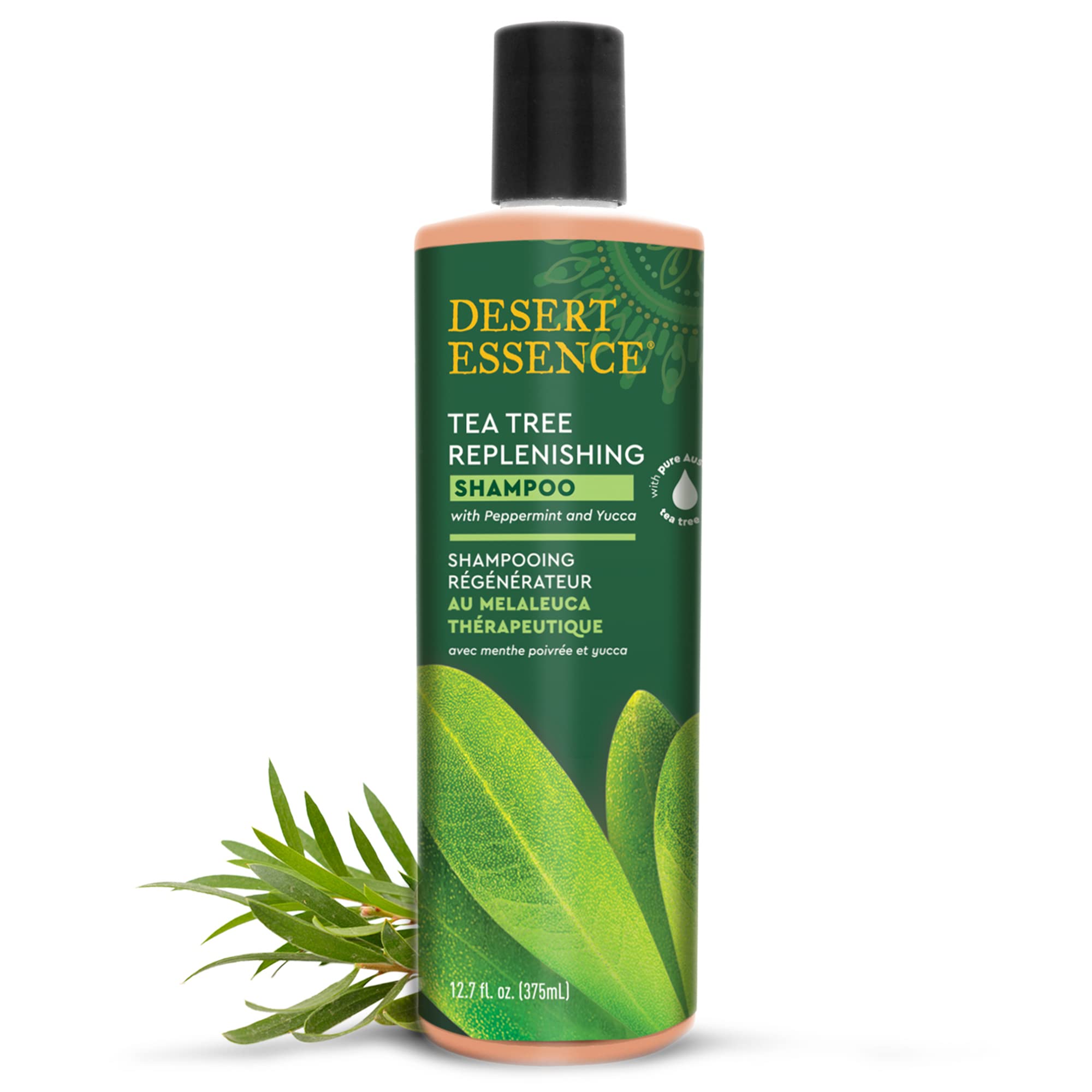 Desert Essence Tea Tree Oil Replenishing Shampoo, 12.7 Fl Oz, Gluten Free, Vegetarian, Non-Gmo, Paraben Free - Moisture Replenis