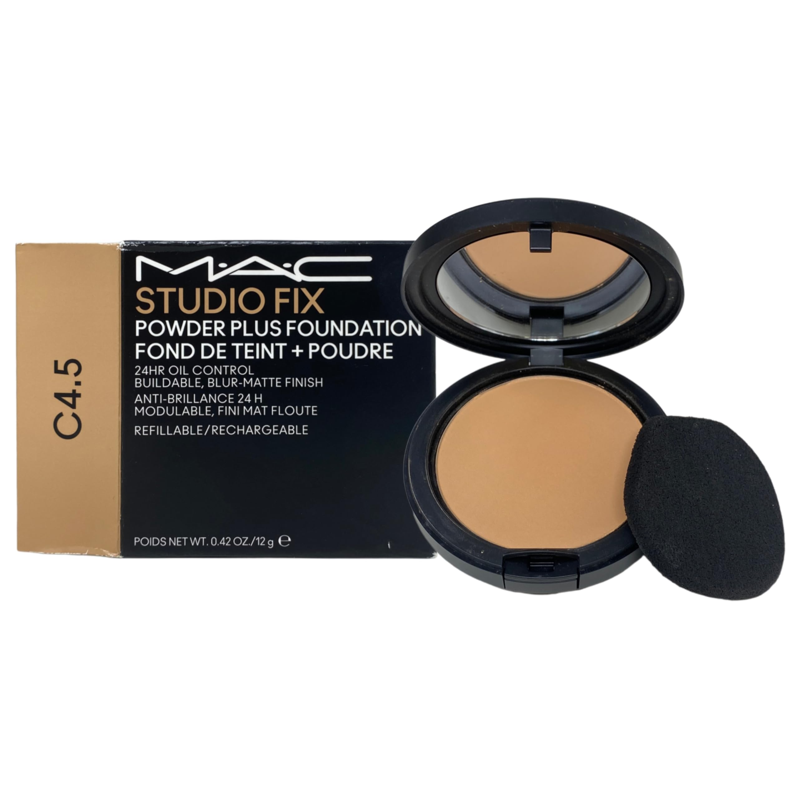 M.A.C Studio Fix Powder Plus Foundation 24 hr Oil Control Refillable  C4.5 (medium with neutral undertones) .42 Oz / 12g