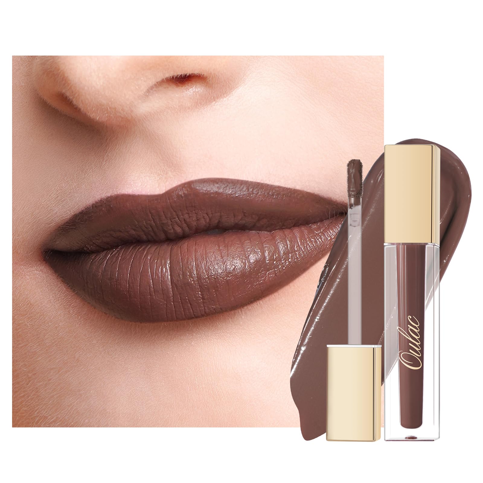 Oulac Matte Liquid Brown Lipstick For Women, Long Lasting Lipstick Waterproof Lip Stain, No Transfer, Creamy High Pigmented Form