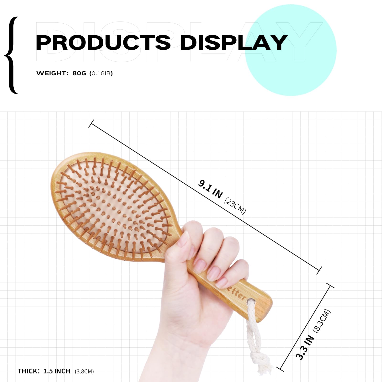 Bamboo Hair Brush Combetter, Natural Brush to Soften&Improves Hair Texture - Soothing Massage to Improve Dandruff Eco-Friendly C