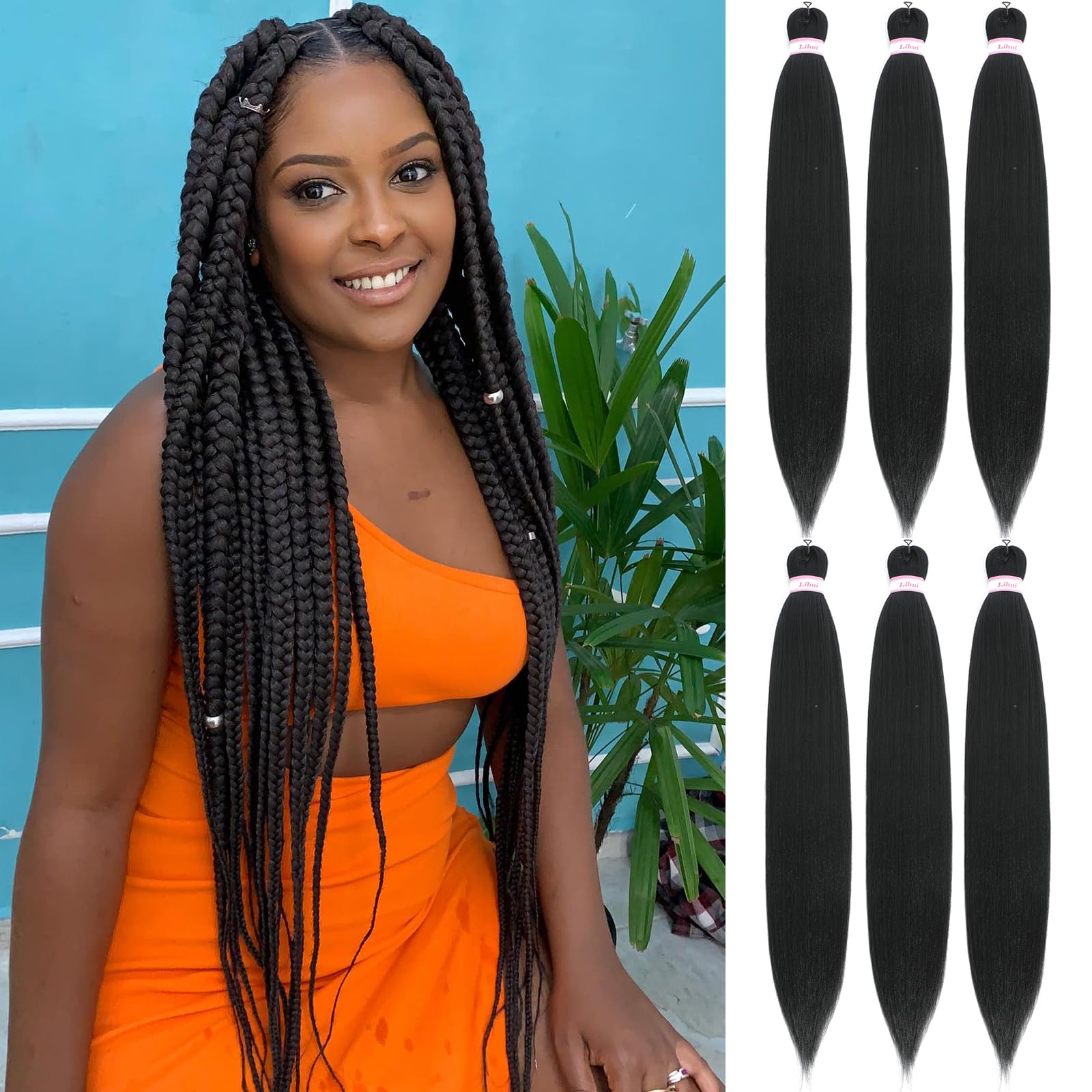 30 Inch Braiding Hair 1B Black Braiding Hair Pre Stretched Long Braid Professional Prestretched Hair For Braiding Hot Water Sett