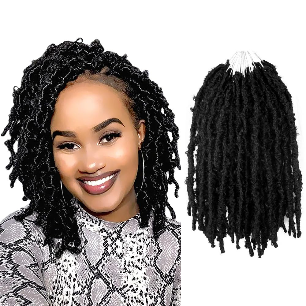 BOHOBABE Butterfly Crochet Locs 10 Inch 6 Packs Pre Looped Crochet Butterfly Locs 10 In Short Natural Black Distressed Butterfly