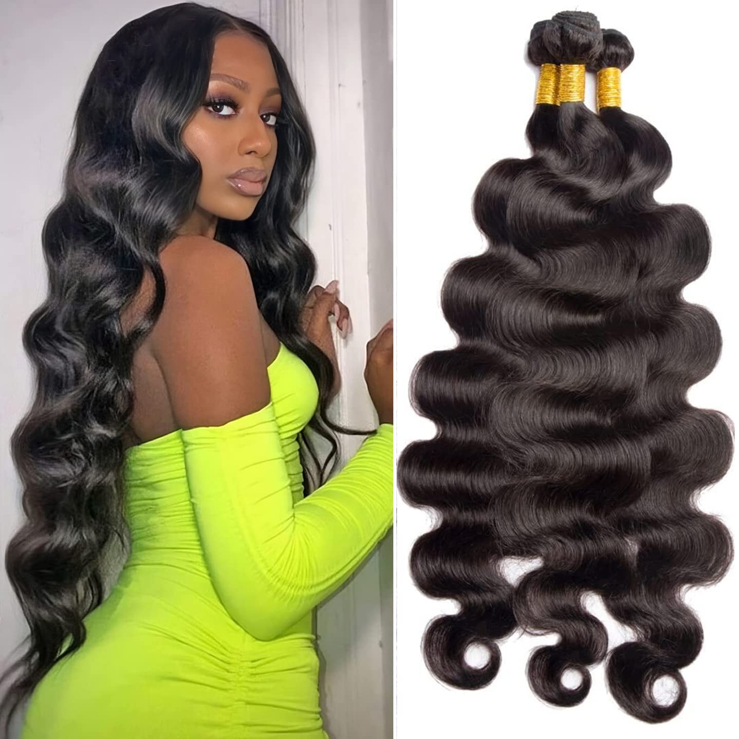 12A Brazilian Body Wave Bundles Human Hair Bundles 100% Unprocessed Virgin Hair Body Wave 3 Bundles (16 18 20 Inch) Human Hair W