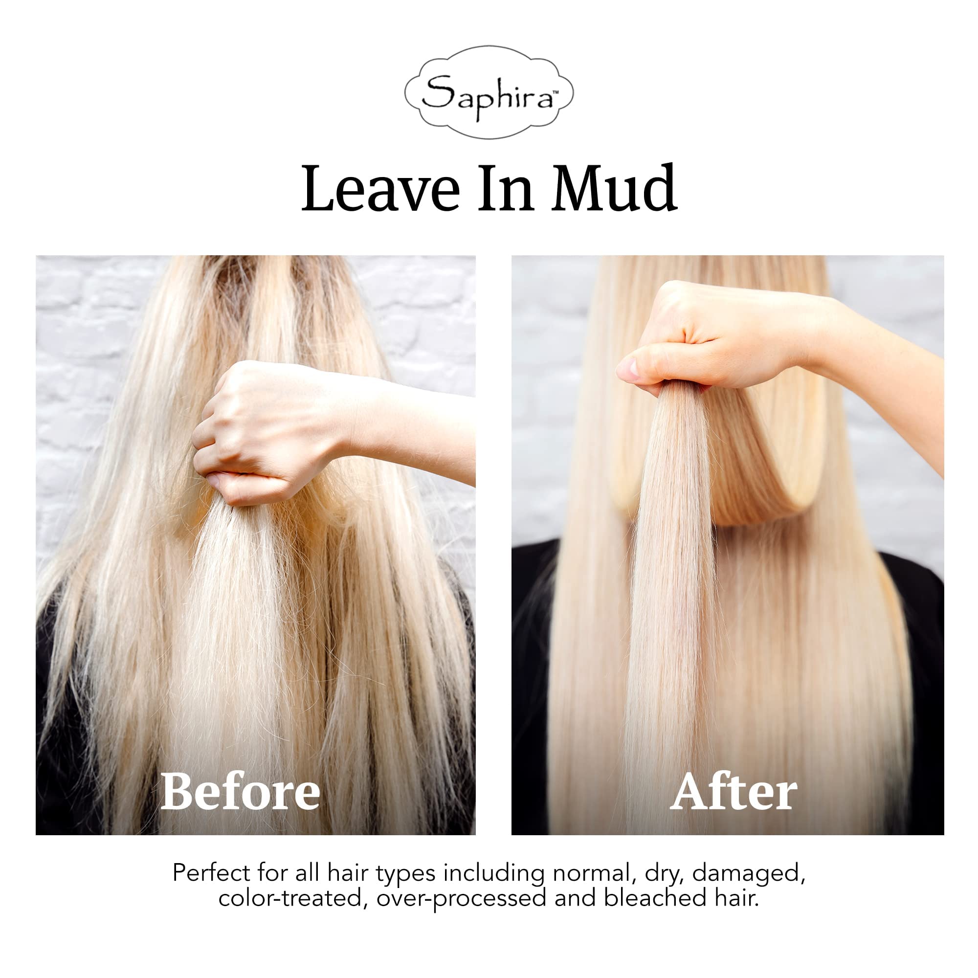 Saphira Hydrating Leave-In Conditioner Mineral Mud, Styling And Healing Leave-In Conditioner For Dry Damaged Hair, Strengthening