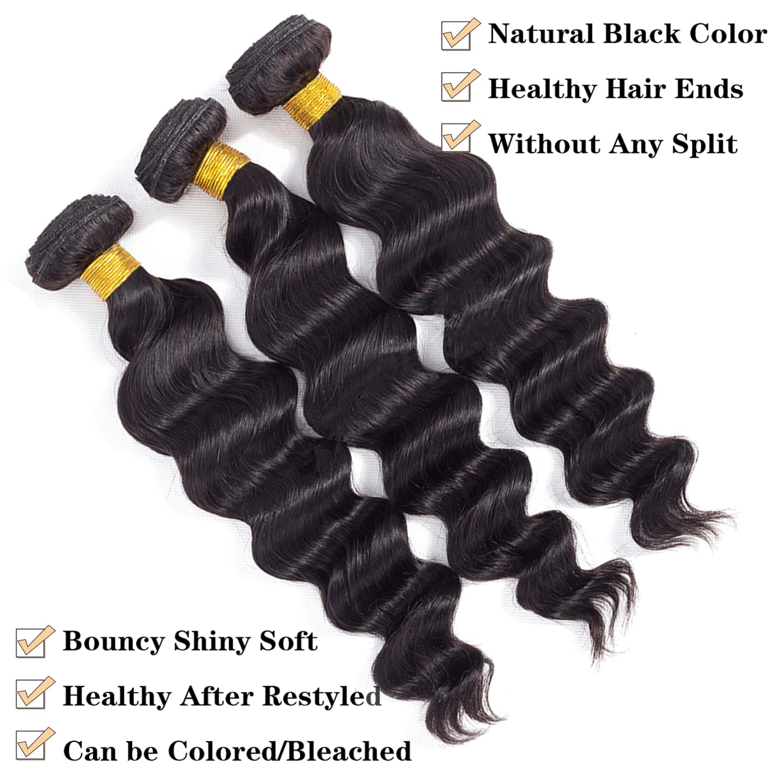 Royal Impression 12A Loose Wave Bundles Human Hair 16'' 18'' 20'' 300G 100% Unprocessed Brazilian Virgin Hair Loose Deep Wave Hu