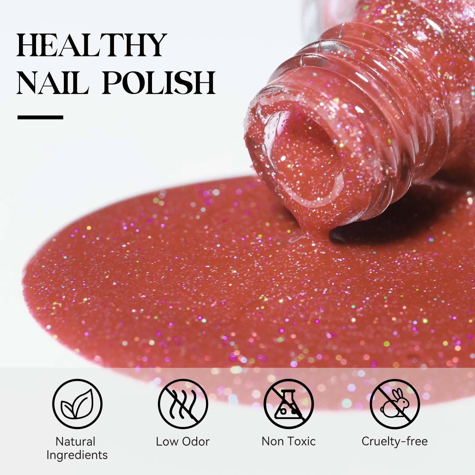 Mizhse Quick Dry Nail Polish, Shimmery Light Brown Nail Polish Air Dry Fast, 15 Ml Fall Color Regular Sparkle Shiny Water-Based