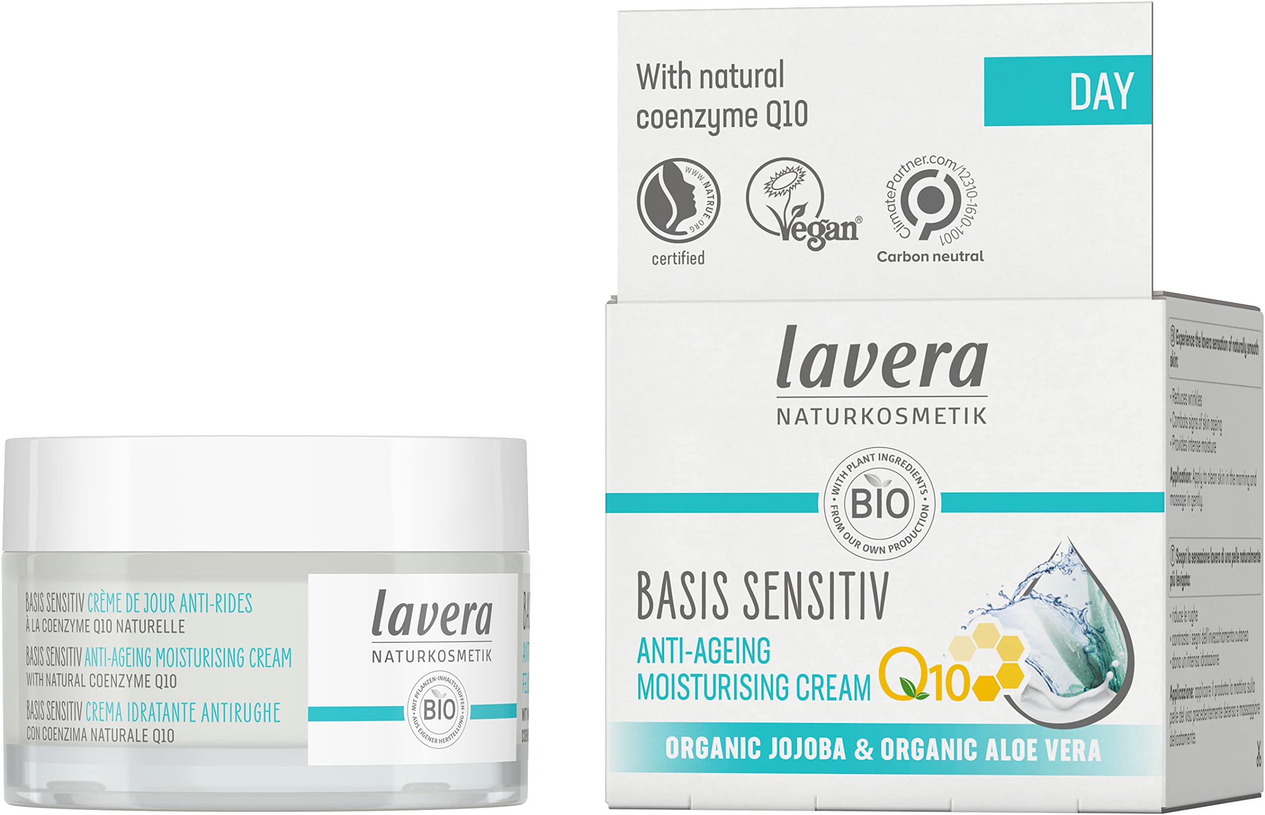 Lavera Anti-Aging Natural Facial Moisturizer Q10 - Reduce Fine Lines and Wrinkles, For Softer, Smoother and Younger Looking (50m