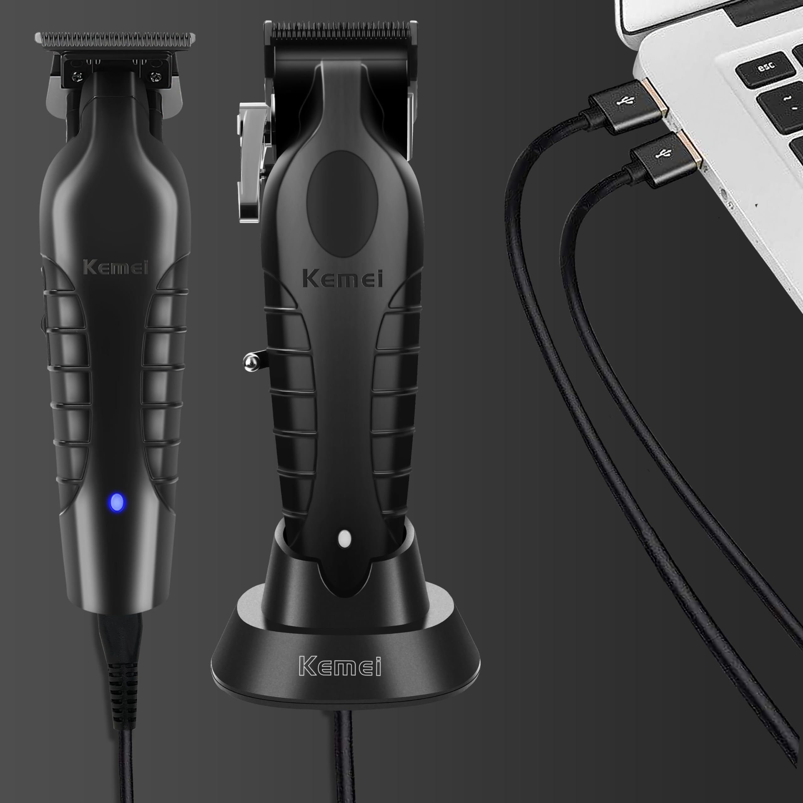 KEMEI Hair Clippers for Men, Professional Clippers and Trimmers Set, Cordless Zero Gap Trimmer for Men with LED Display, 11 Guid