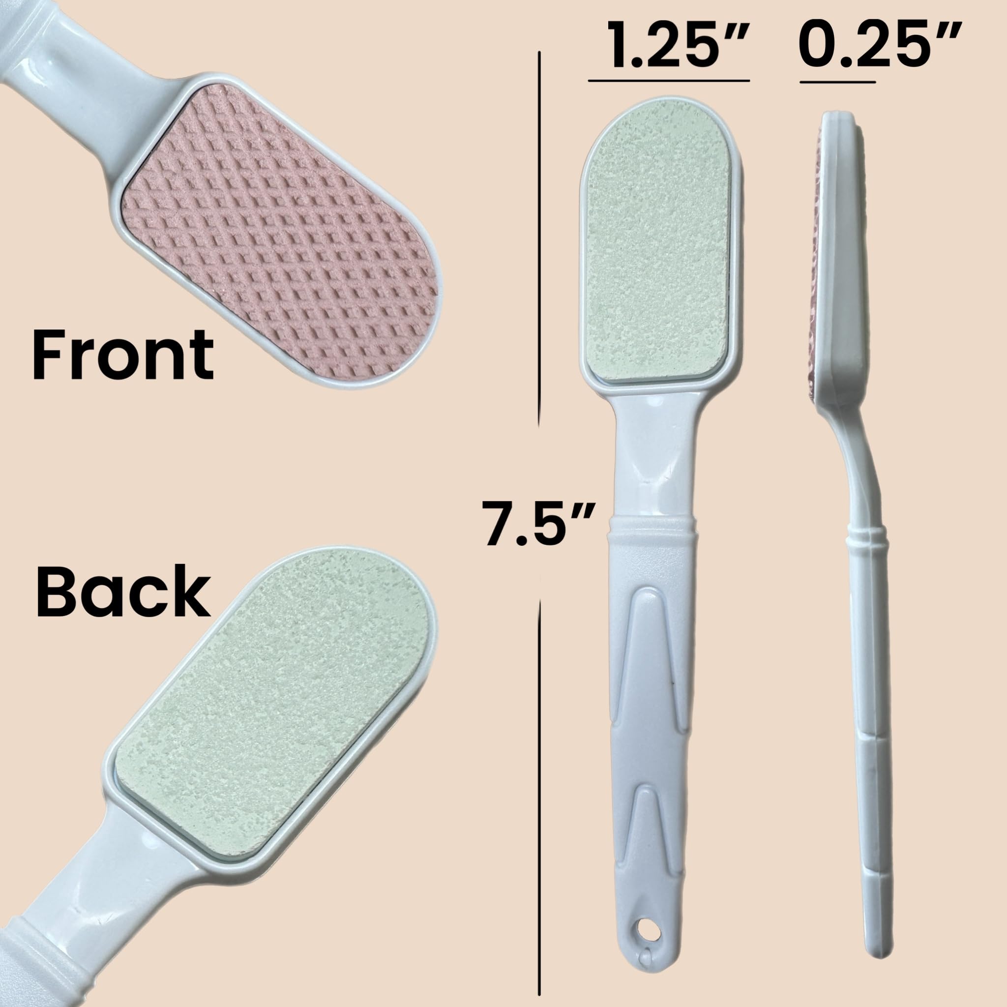 Double-Sided Foot Pumice Stone & File with Handle - Heel Scraper Scrubber Cracked Feet Instant Exfoliating Buffer Dead Skin Remo