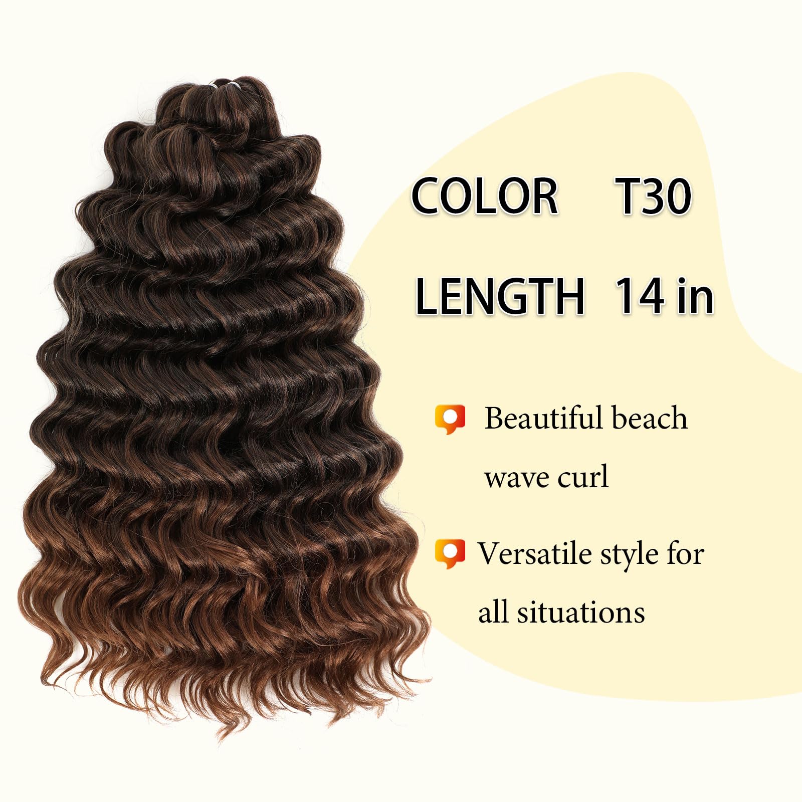 Ocean Wave Crochet Hair 14Inch 7Packs Curly Crochet Hair For Black Women Deep Twist Crochet Synthetic Hair Extensions T30