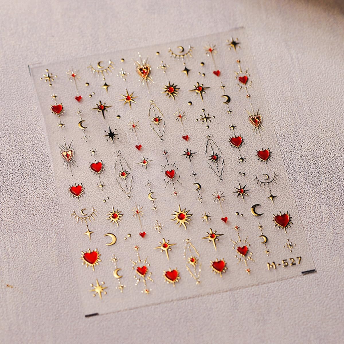 Valentines Day Nail Art Stickers Decals Love Heart Star Nail Stickers 1Pcs Star Moon Sun 5D Embossed Nail Decals Golden Luxury D