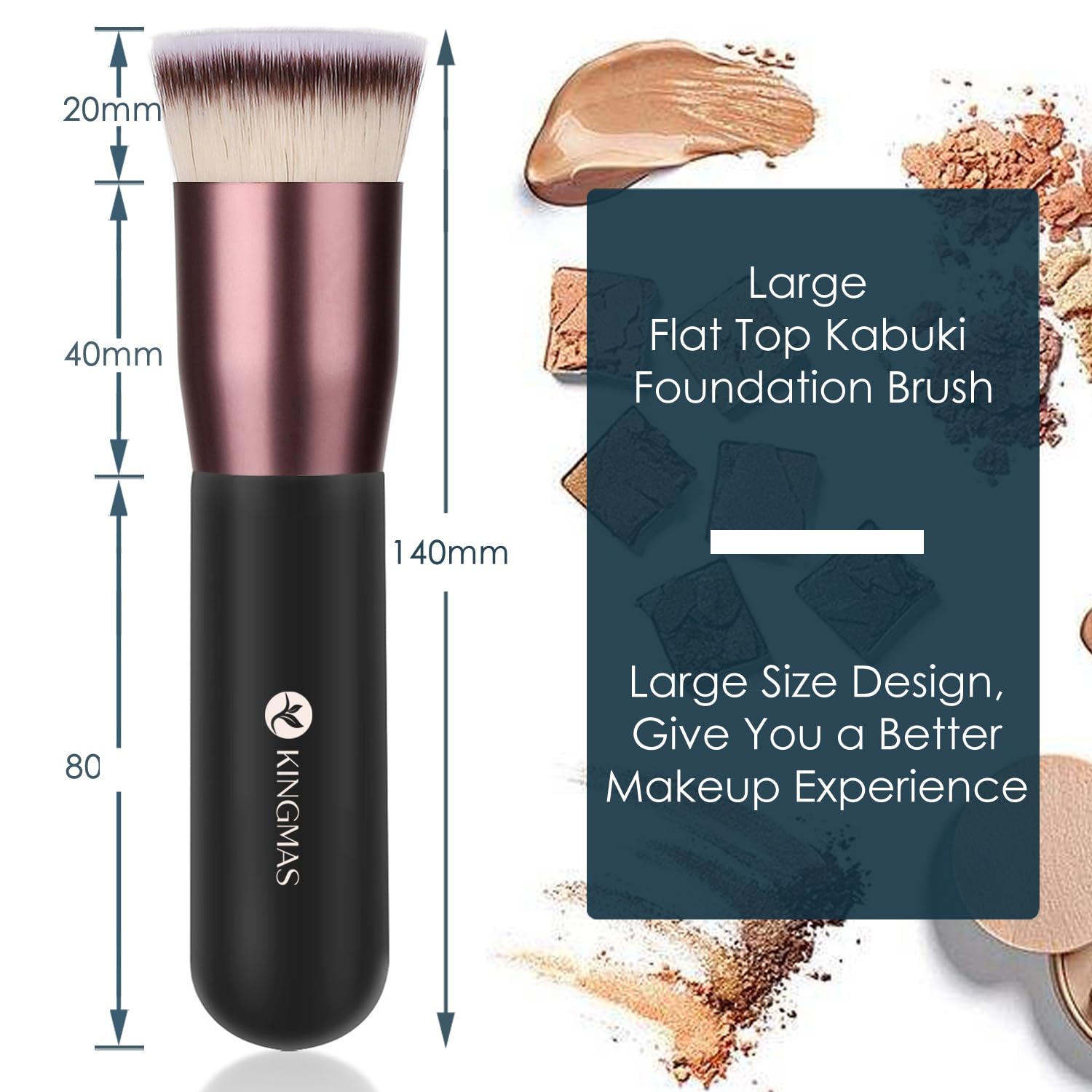 Kingmas Flat Top Foundation Brush, Premium Kabuki Makeup Brush For Liquid, Blending, Cream, Powder,Blush Buffing Stippling Face