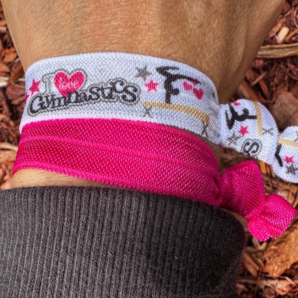 Gymnastics Hair Ties- Girls Gymnastics Hair Accessories- Gymnastics Elastics - Gift For Gymnast, Party Favors, Gymnastics Team G