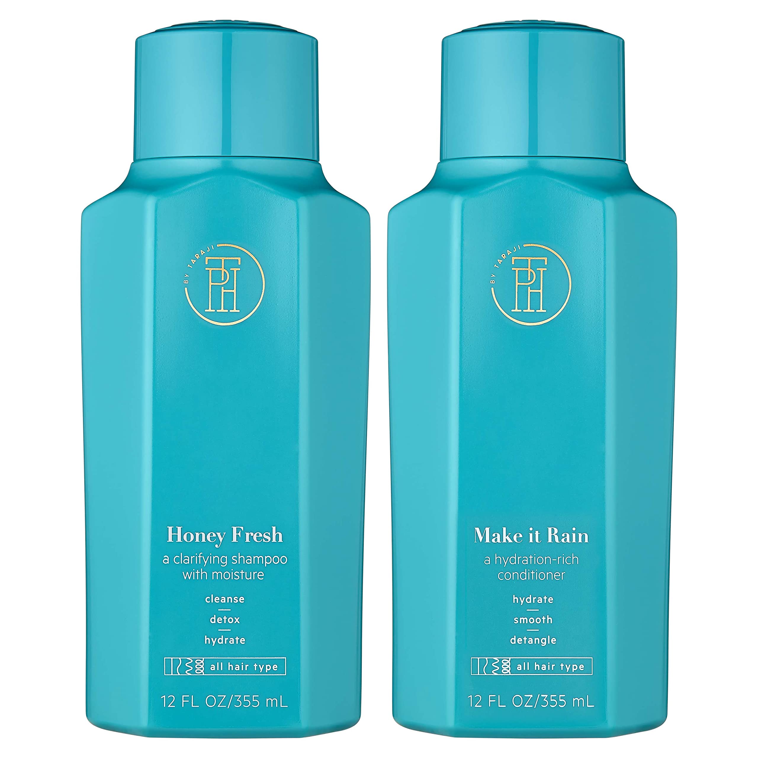 TPH BY TARAJI Cleanse Bundle | Make it Rain Hydrating Conditioner with Aloe & Honey and Honey Fresh Clarifying Shampoo for Build