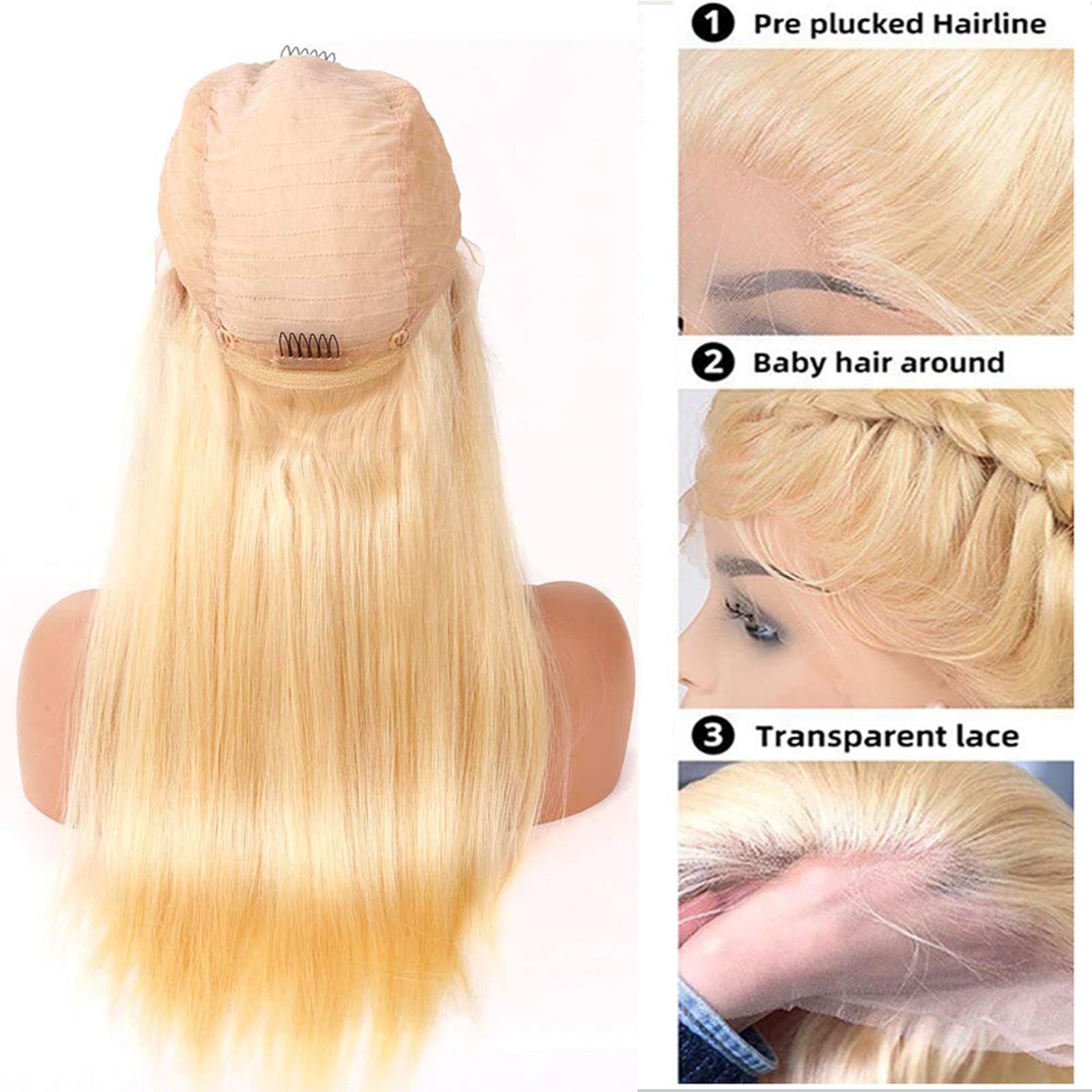 MYDIVA 613 Blonde 13x4 Lace Front Wig Human Hair Pre Plucked Brazilian Straight Wig For Black Women Blonde 613 Human Hair Wigs 1