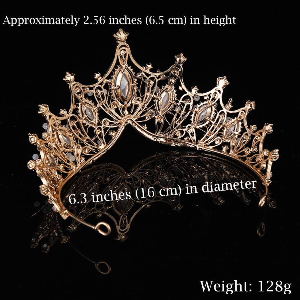 Cocide Gold Crown For Women Baroque Queen Crown And Tiara For Girls Crystal Headband Mermaid Crown Princess Hair Accessories For