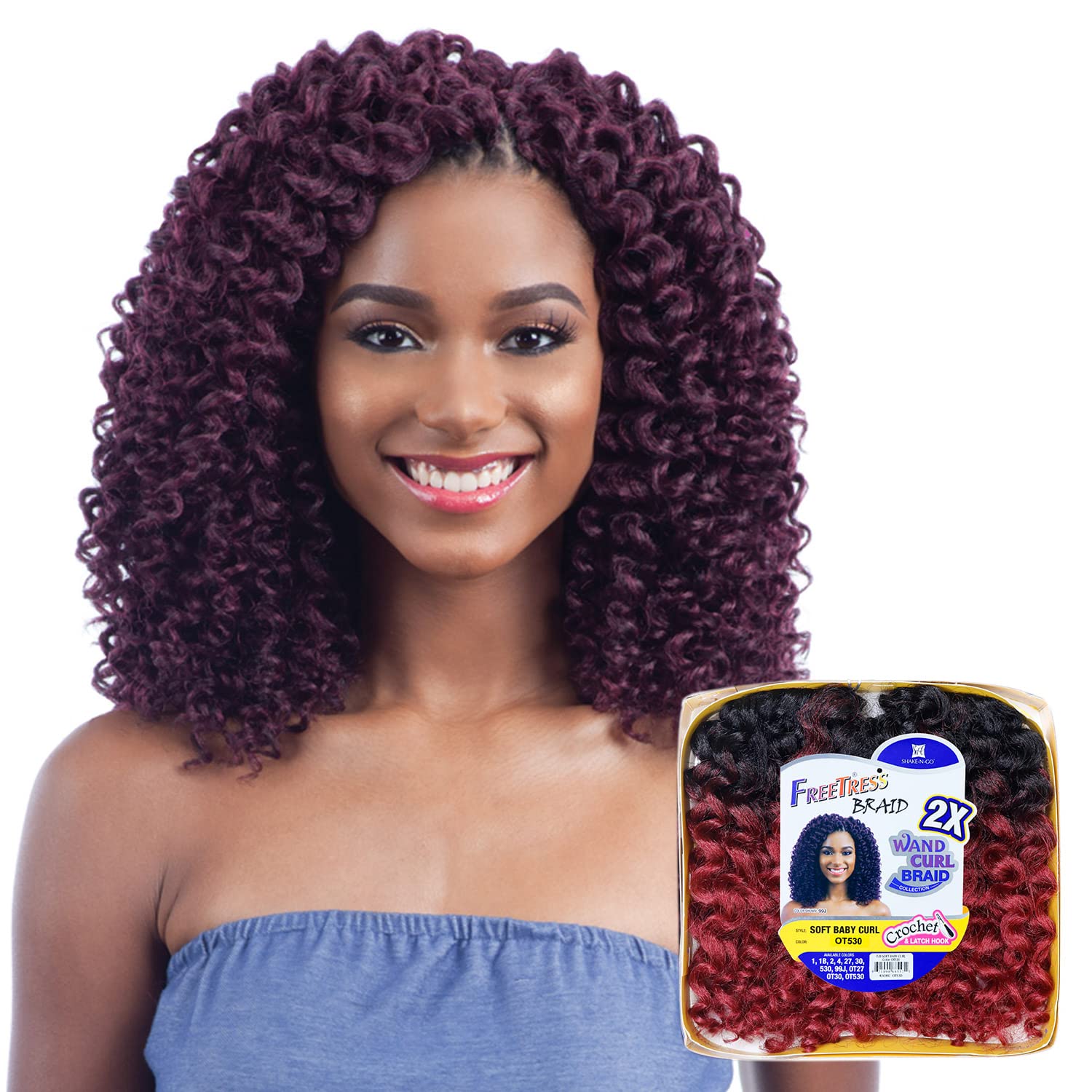 Freetress 2X Wand Curl Braid Soft Baby Curl (1B)
