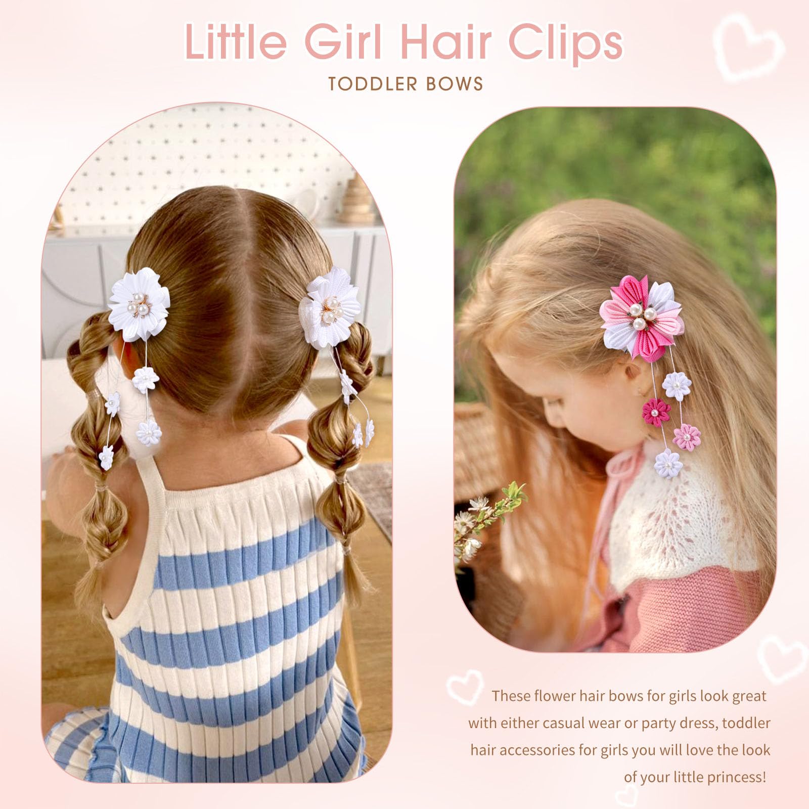 Oaoleer 6Pcs Hair Bows For Girls, Flower Hair Accessories For Girls Grosgrain Ribbon Bows With Alligator Clips Girl Hair Accesso