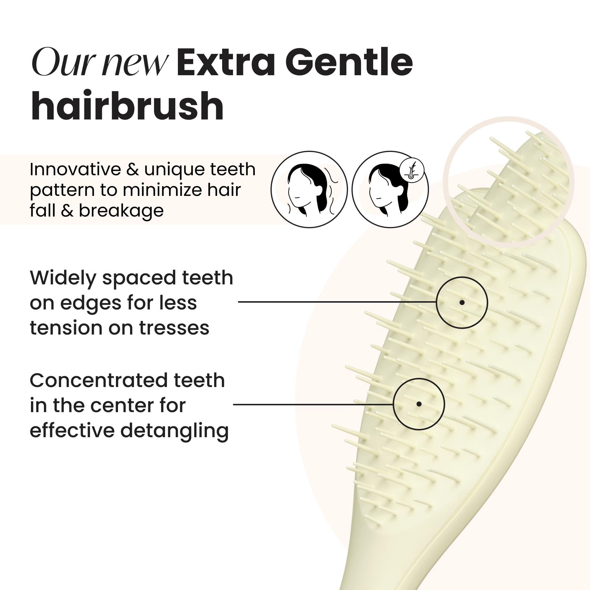 Tangle Teezer Extra Gentle Detangler Hair Brush, with Fewer Bristles for Gentle & Effective Detangling to Minimize Hair Loss & B