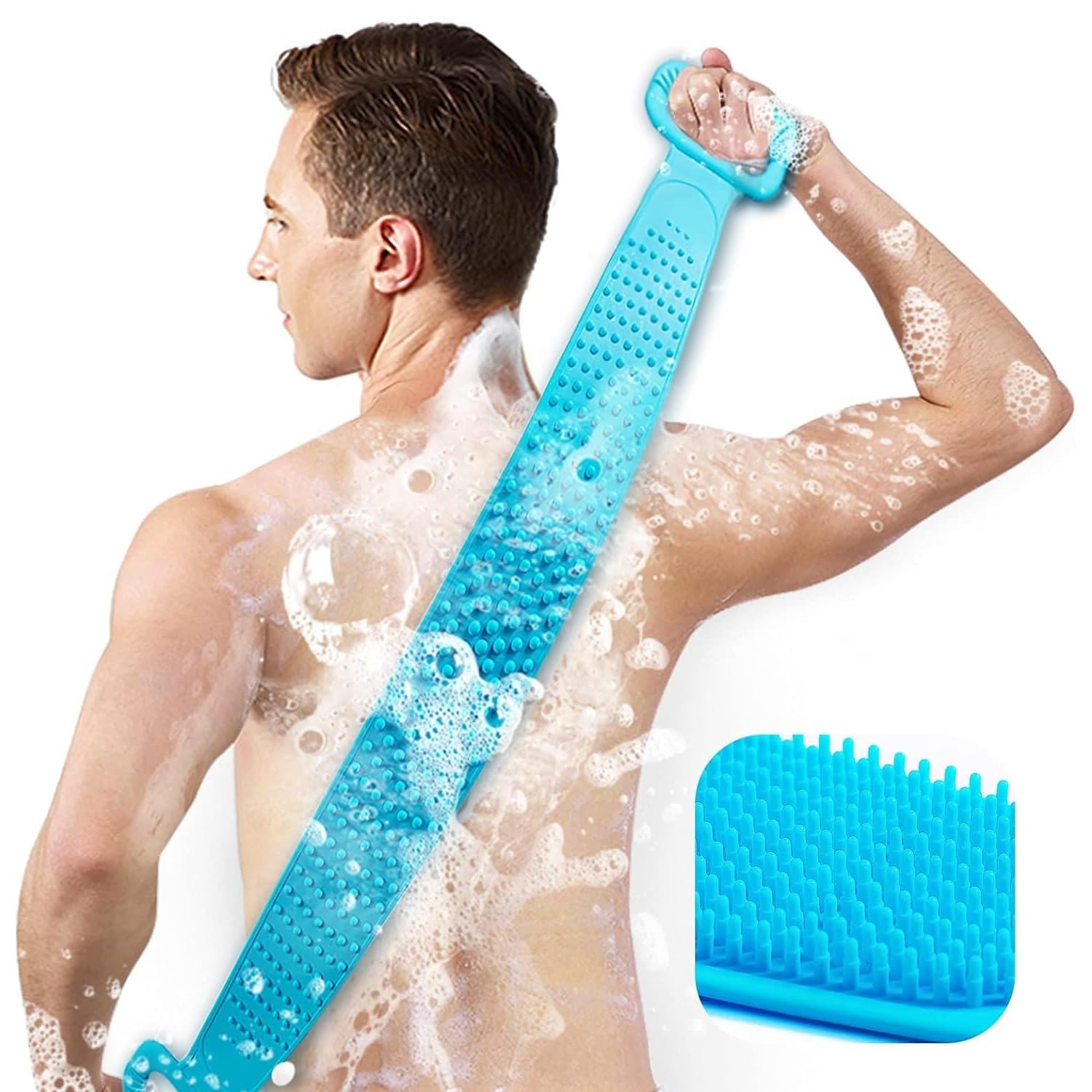 Inmorven Exfoliating Back Scrubber For Shower With Handles, 30 Inch Double-Sided Back Exfoliator Body Scrub Towel, Exfoliating W